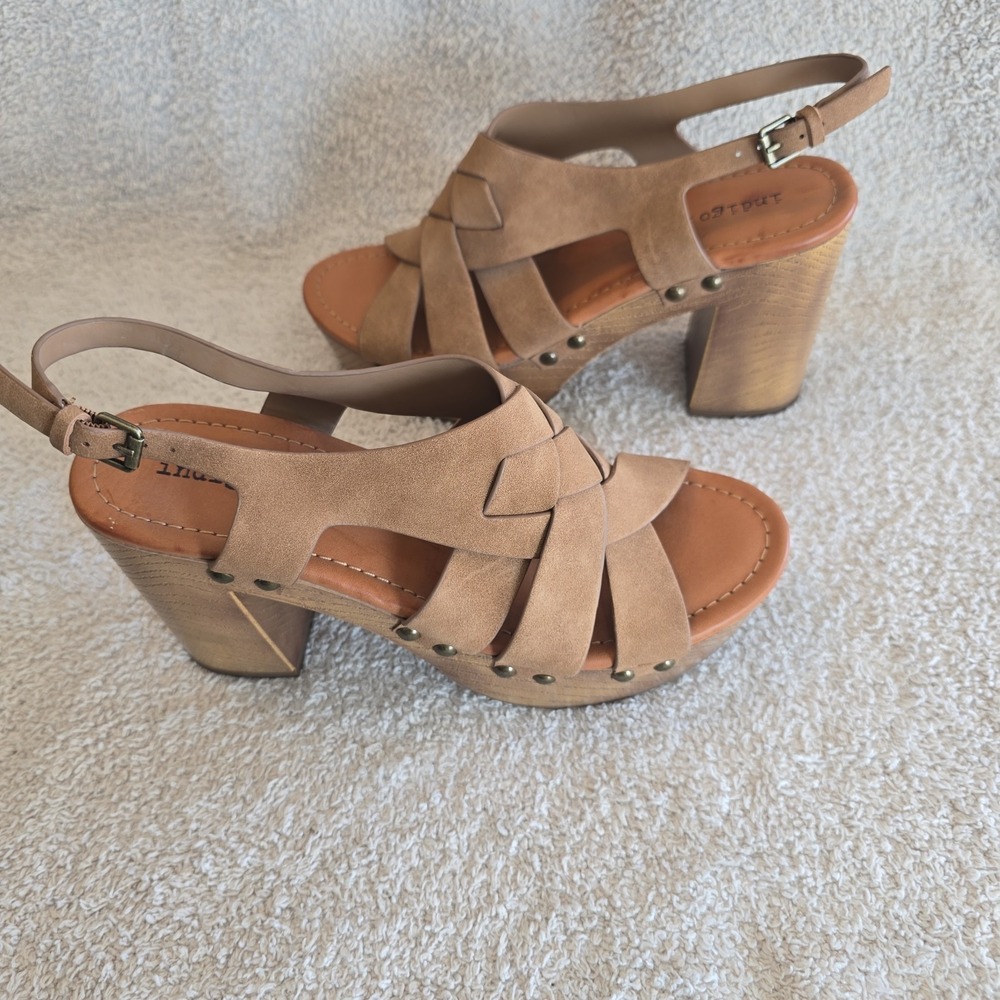 Indigo Rd Platform Heel Sandals Criss-cross Straps Brown Size 7.5 - Picture 13 of 13